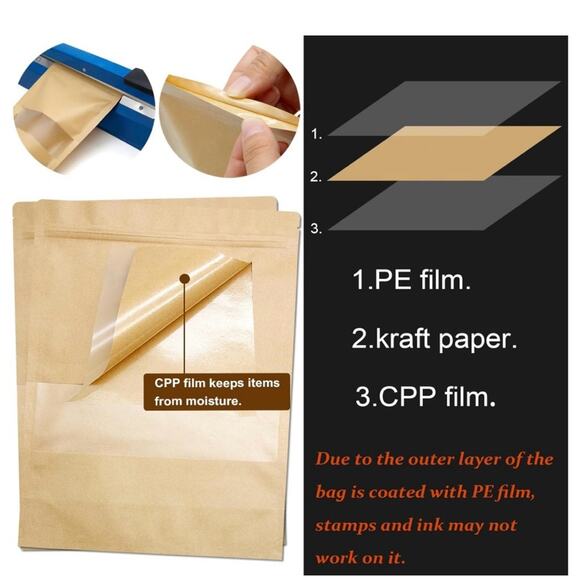 Stand Up Pouch Bags, 96 Pack Kraft Pouch Tear Notch and Matte (3.5IN X 5.5IN) - Picture 5 of 5